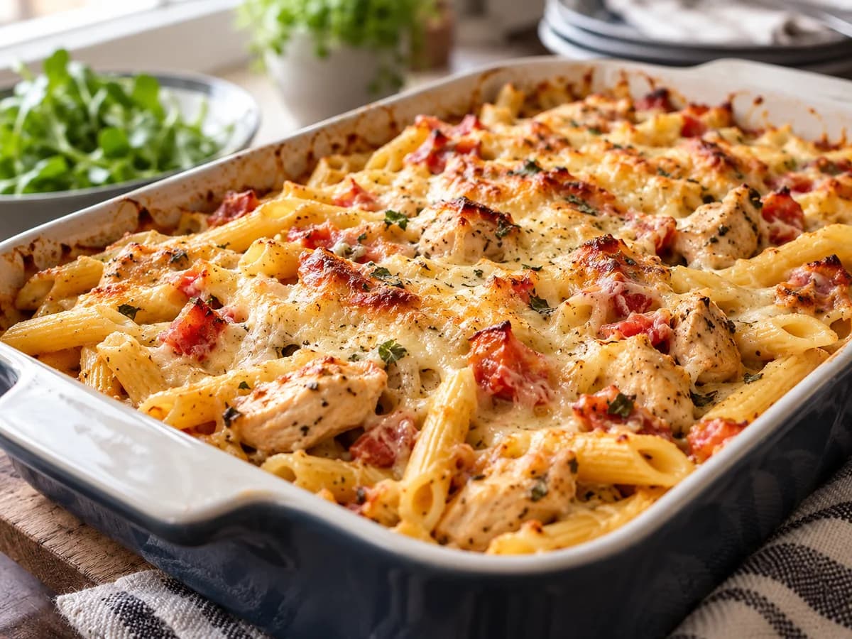 Palermon pasta valmiina tarjoiltuna